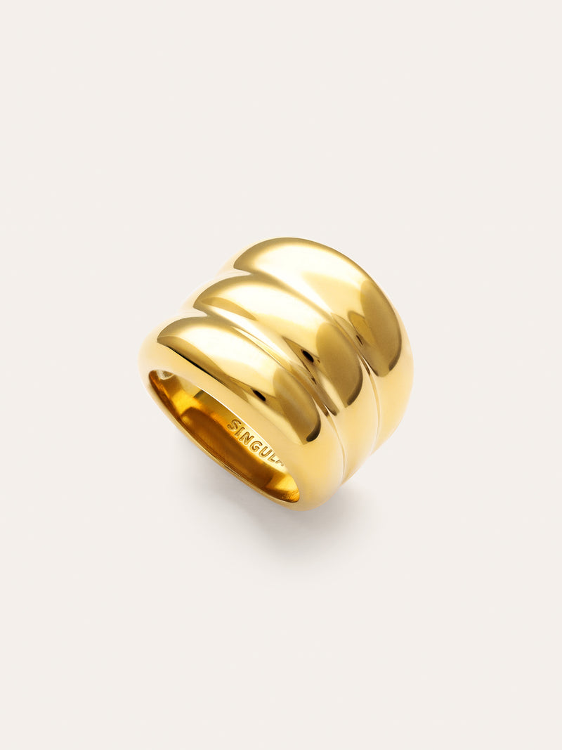Dune Stainless Steel Gold Ring 