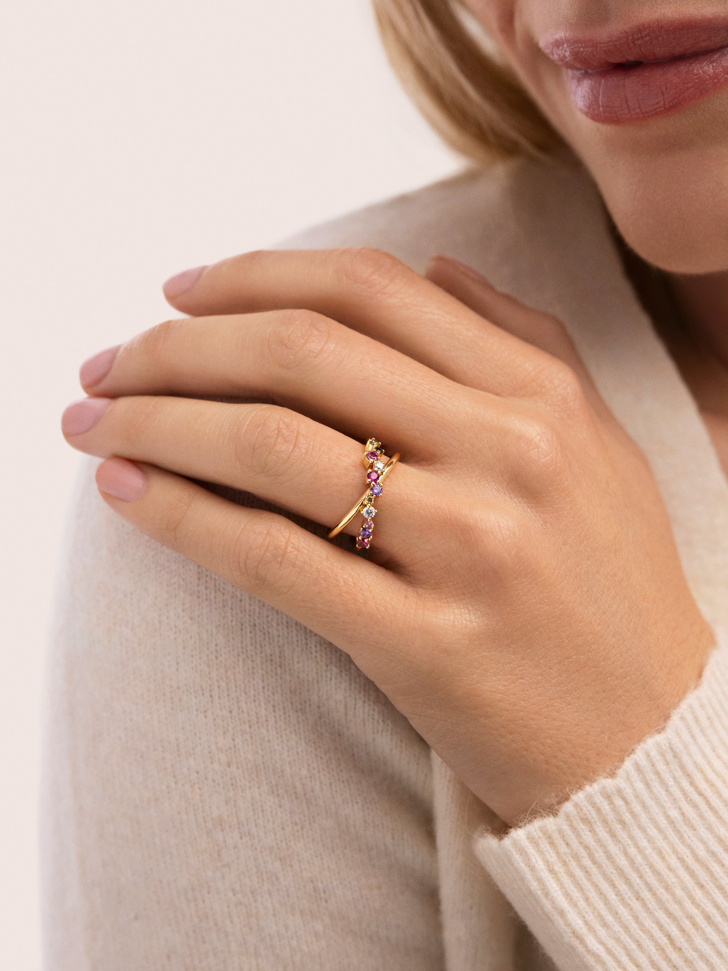 Anillo Estelar Cross Baño Oro