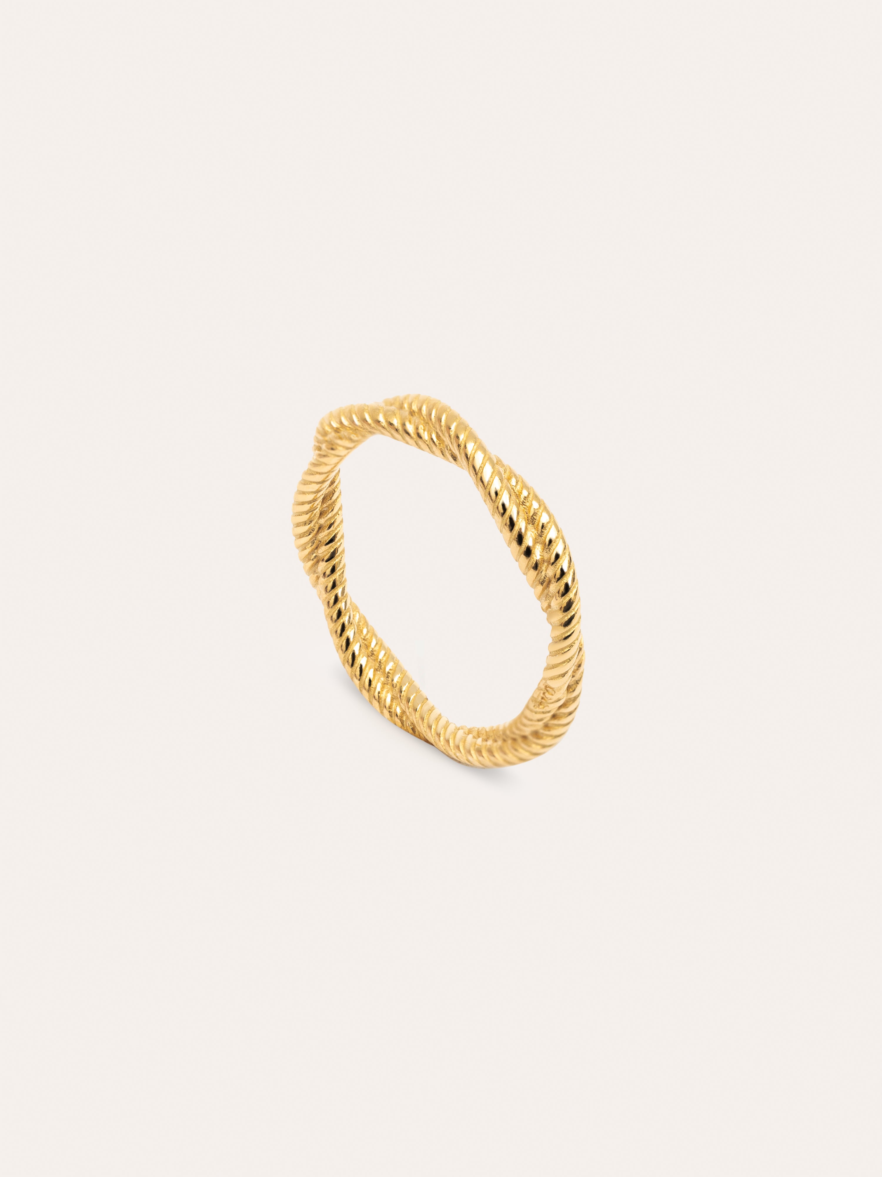 Anillo Fine Rope Plata Baño Oro