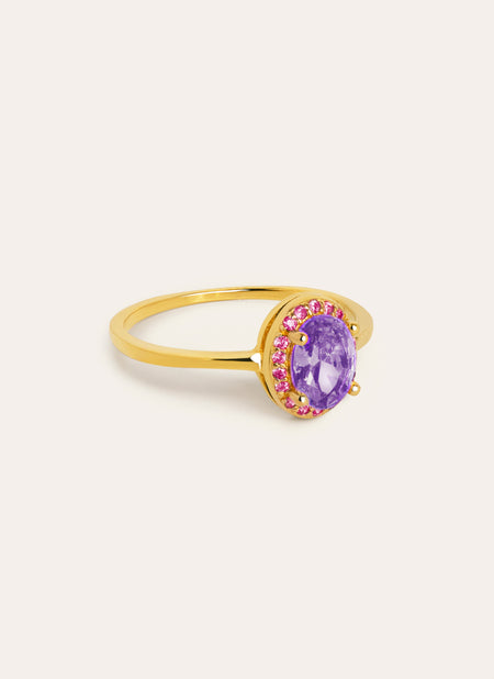Anillo Grape Colors Baño Oro