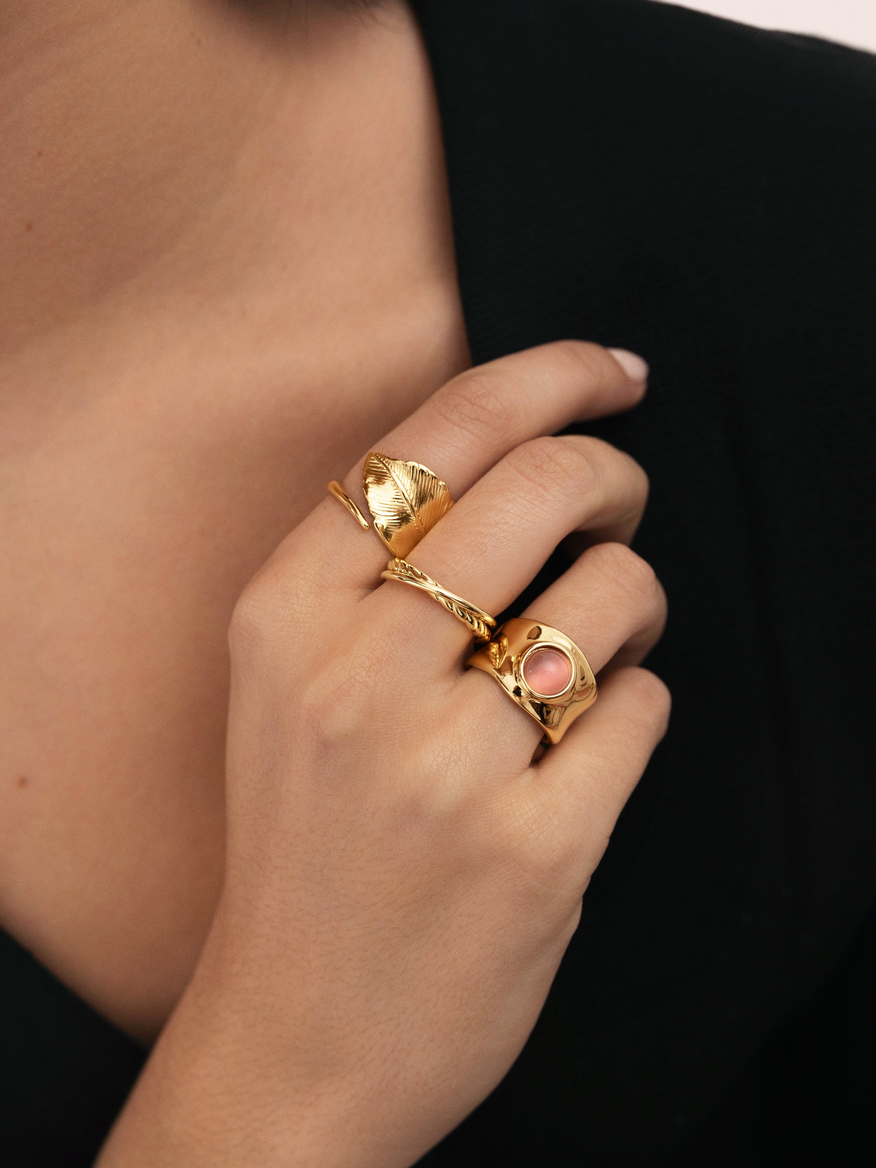 Leaf Stainless Steel Gold Ring 