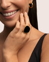 Anillo Ibiza Black Acero Baño Oro