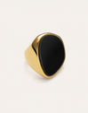 Anillo Ibiza Black Acero Baño Oro