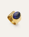 Índigo Blue Stainless Steel Gold Ring 