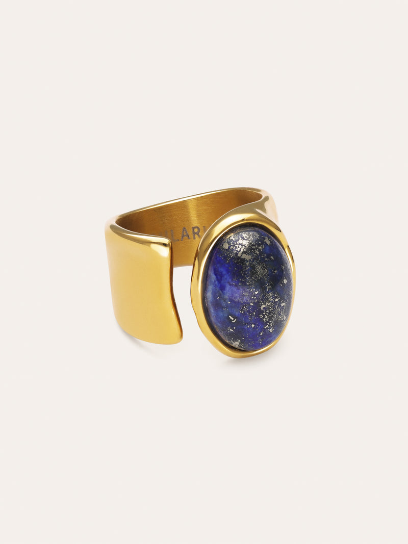 Índigo Blue Stainless Steel Gold Ring 