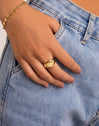 Signet Love Heart Stainless Steel Gold Ring 