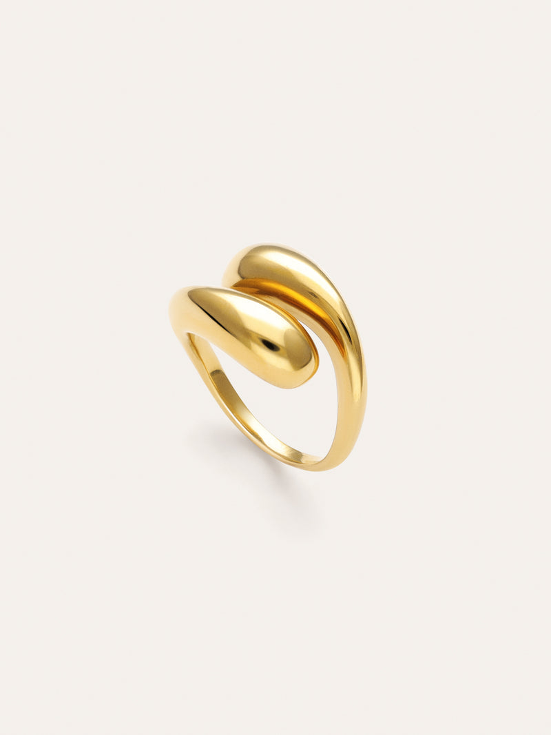 Anillo Maxi Abbraccio Acero Baño Oro