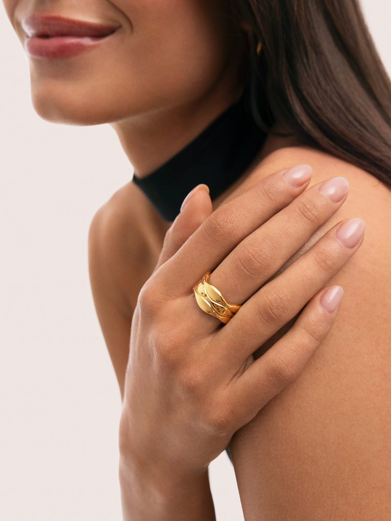 Maui Steel Gold-Plated Ring