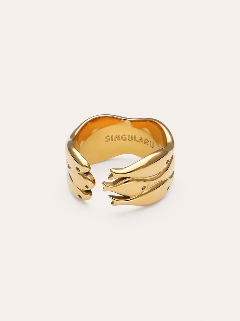Maui Steel Gold-Plated Ring
