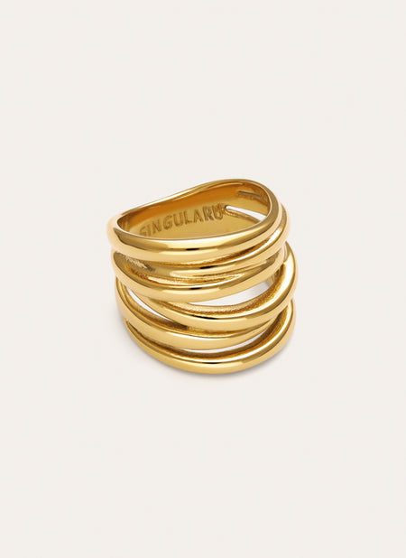 Anillo Ondina Acero Baño Oro