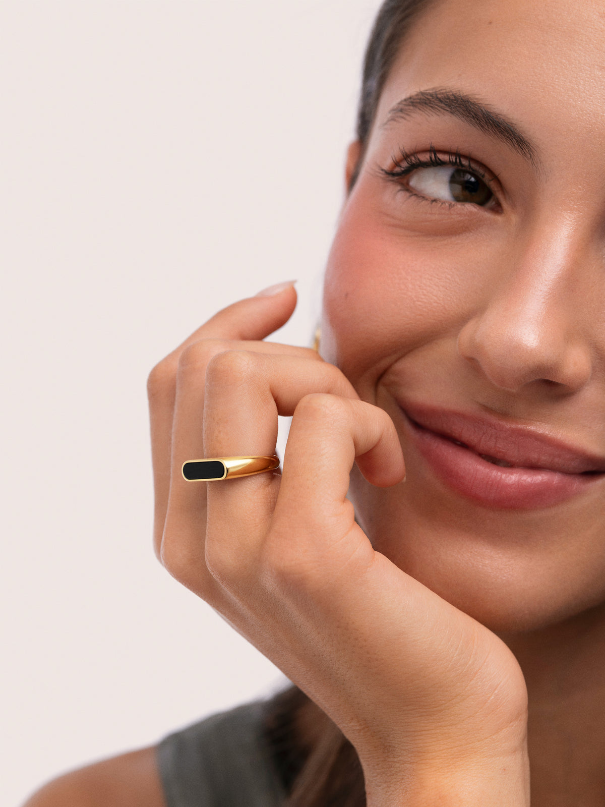 Proa Black Steel Gold-Plated Ring