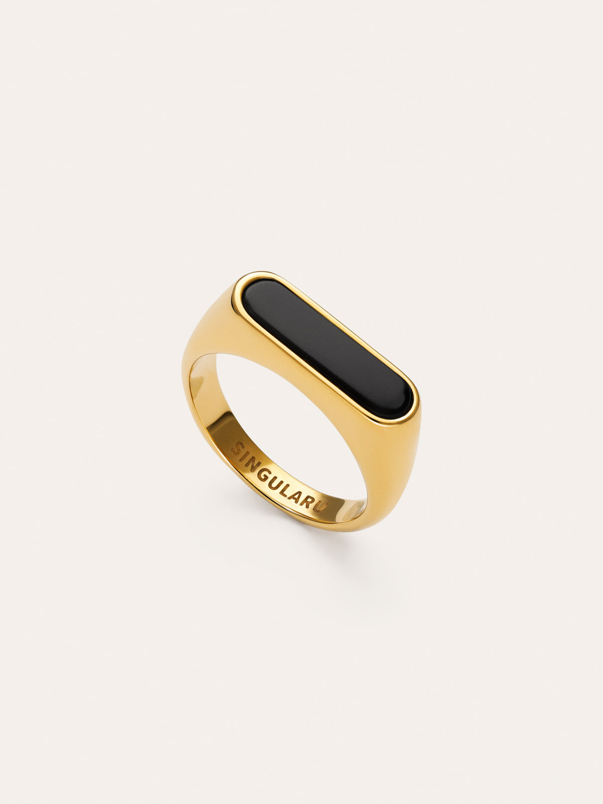Proa Black Steel Gold-Plated Ring