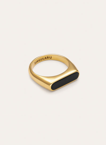 Proa Black Steel Gold-Plated Ring
