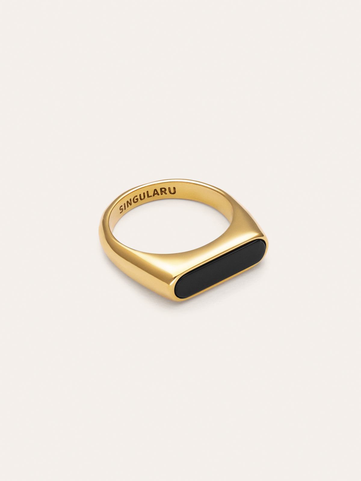 Proa Black Steel Gold-Plated Ring