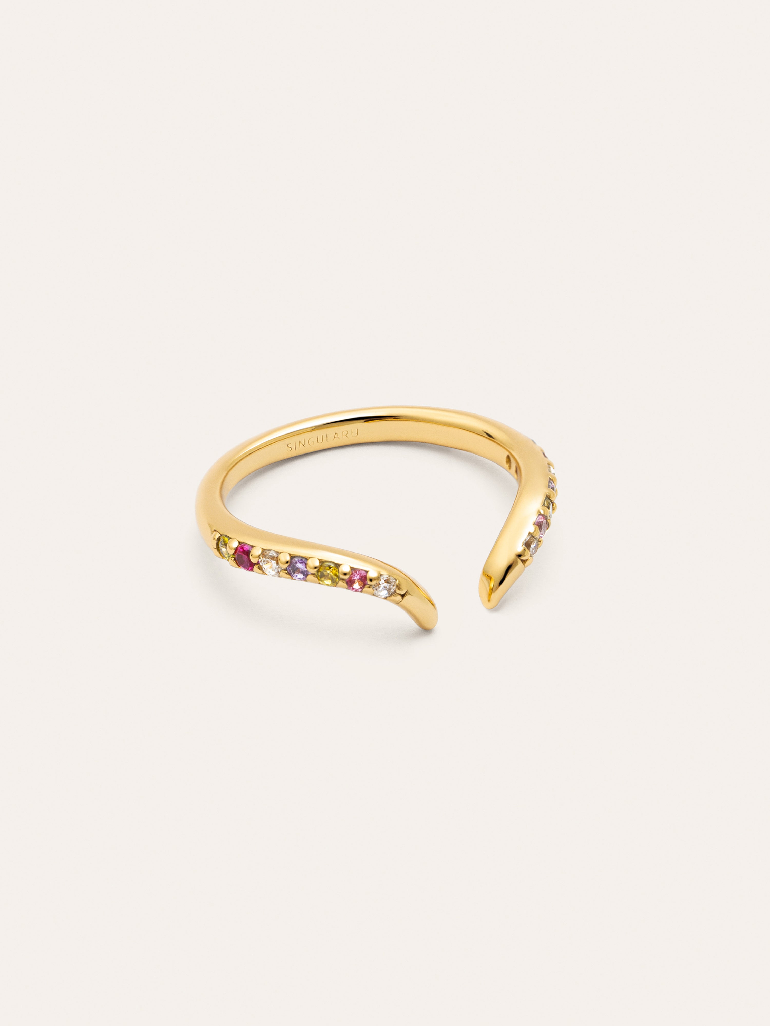Anillo Peak Scarlett Colors Plata Baño Oro
