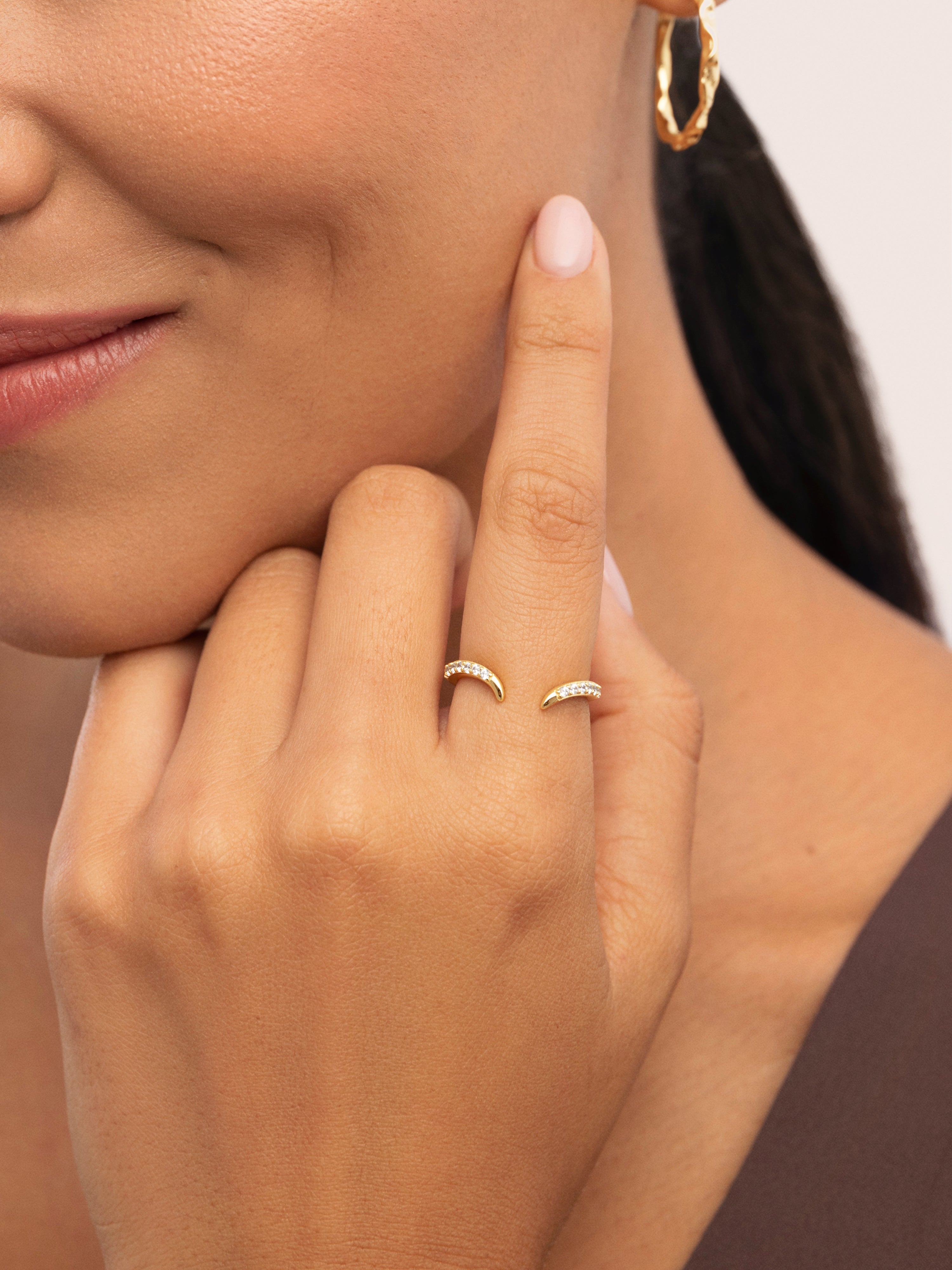 Anillo Peak Scarlett Spark Plata Baño Oro