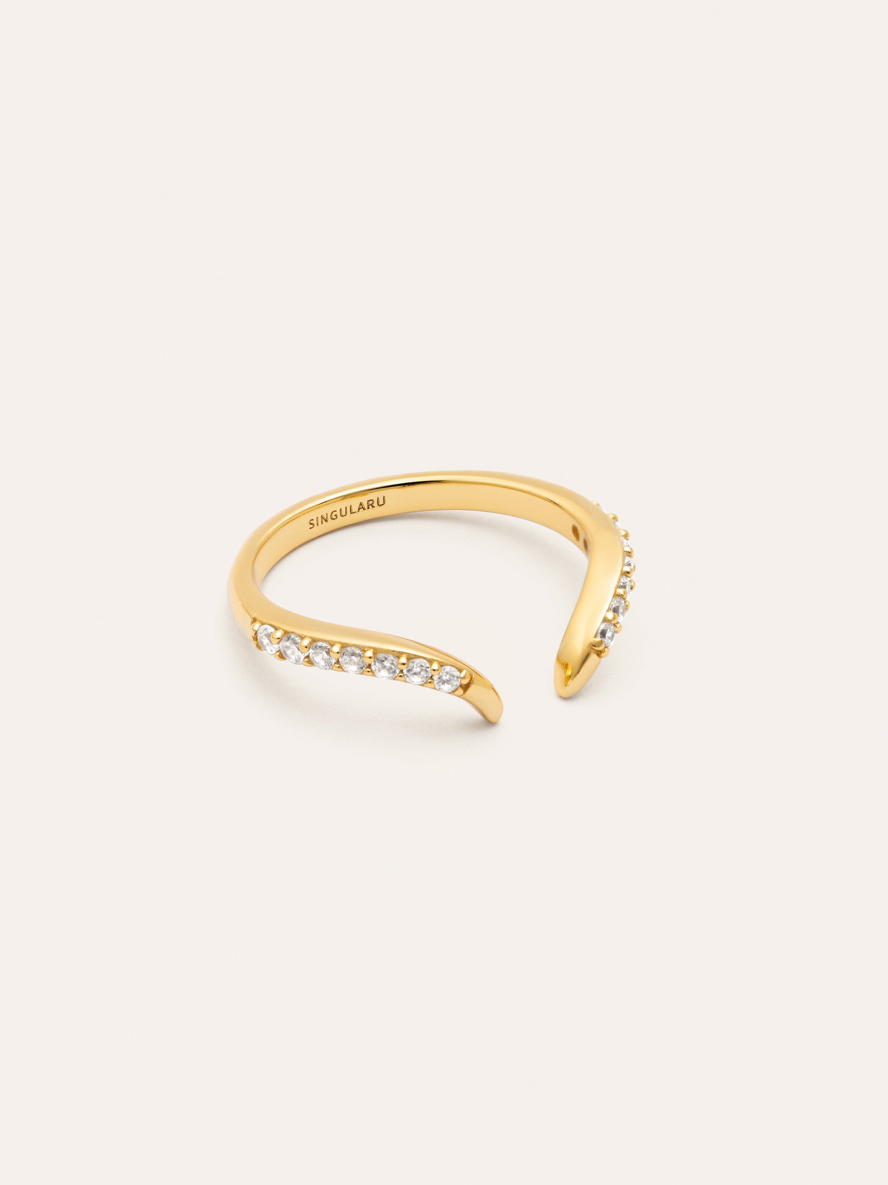 Anillo Peak Scarlett Spark Plata Baño Oro