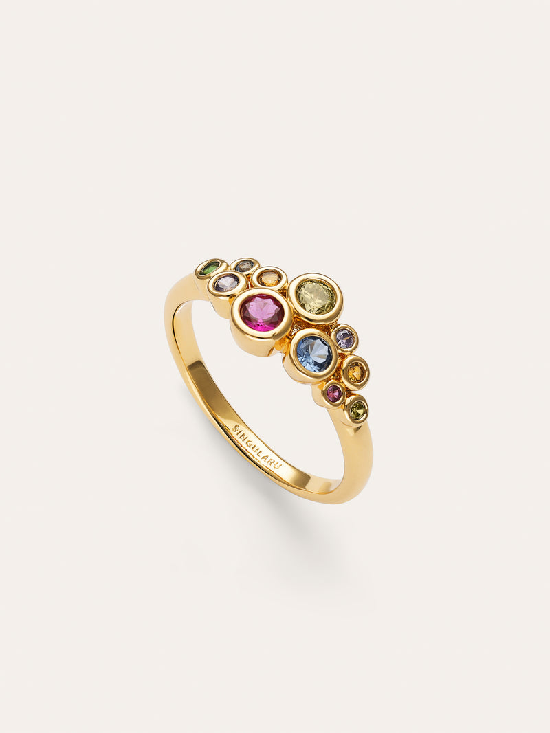 Rainbow Bubbles Gold Ring