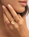 Anillo Fino Scarlett Rosa Baño Oro