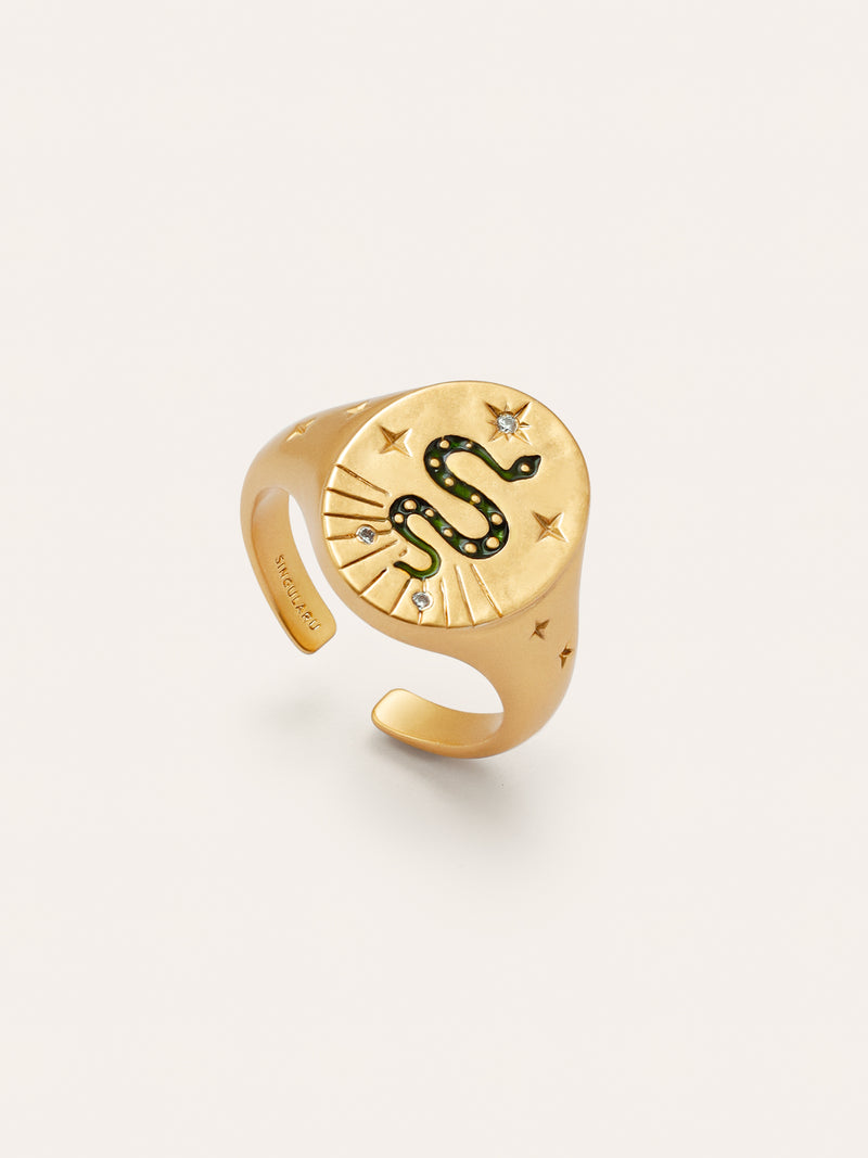 Anillo Mystic Serpiente Baño Oro