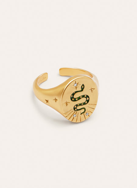 Anillo Mystic Serpiente Baño Oro