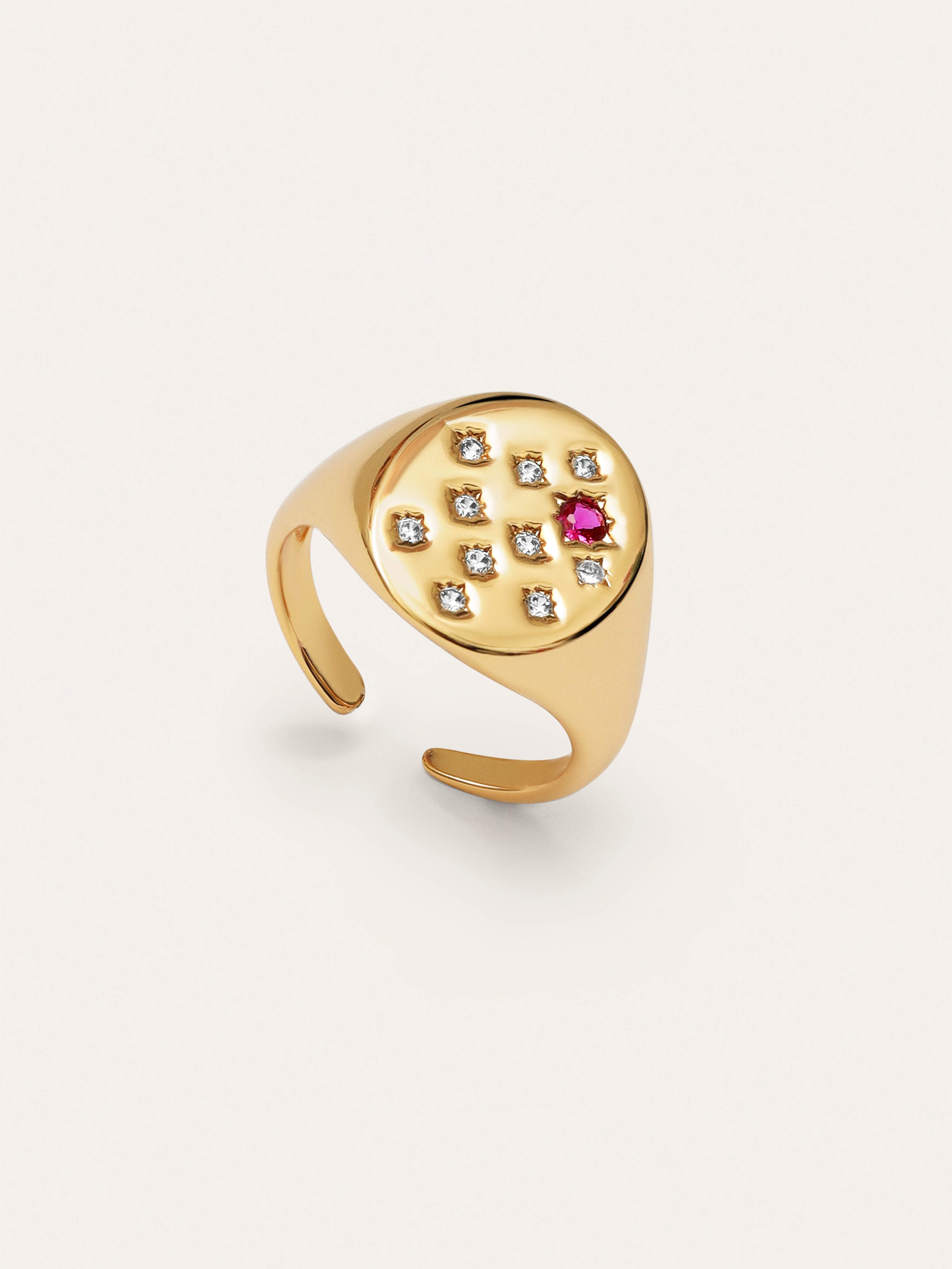Pink Signet Gold Ring