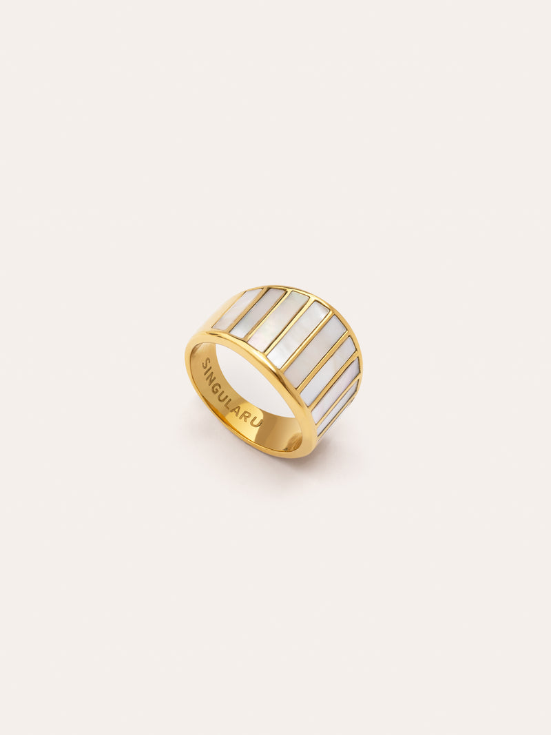 Anillo Siren Shells Acero Baño Oro