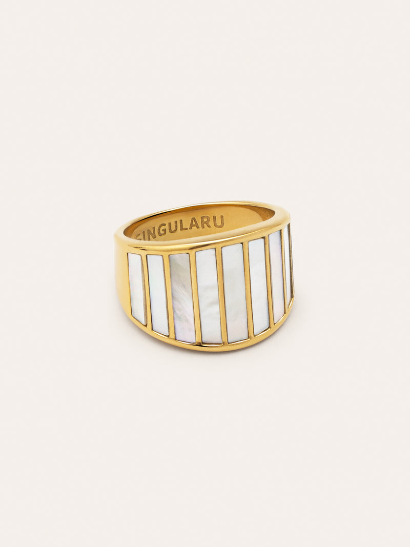 Anillo Siren Shells Acero Baño Oro