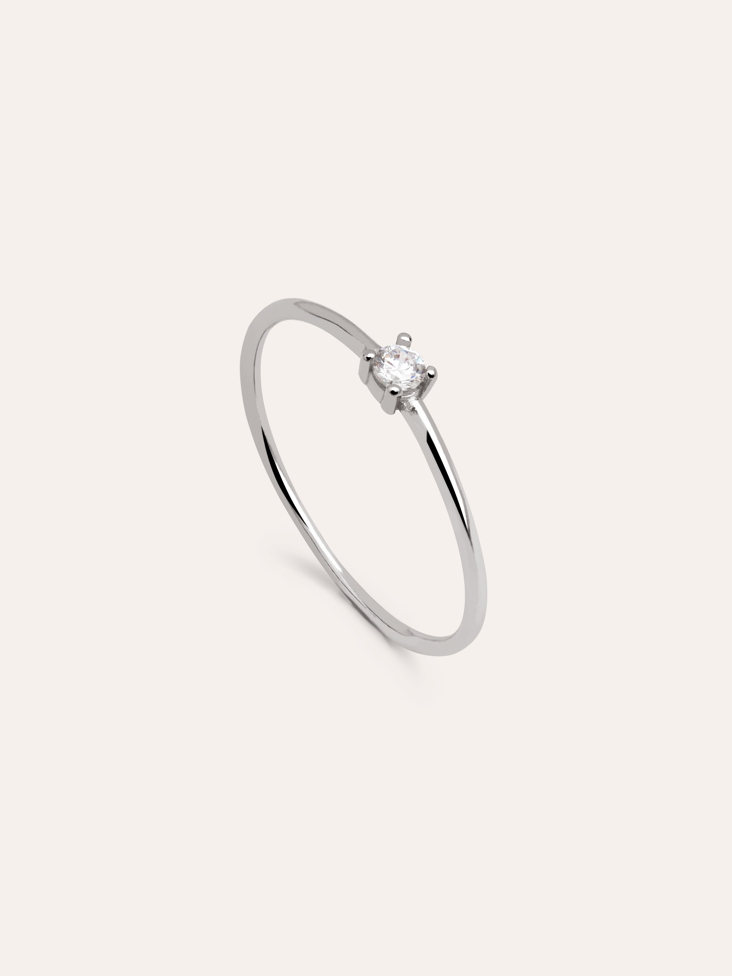 Single Spark Silver Ring