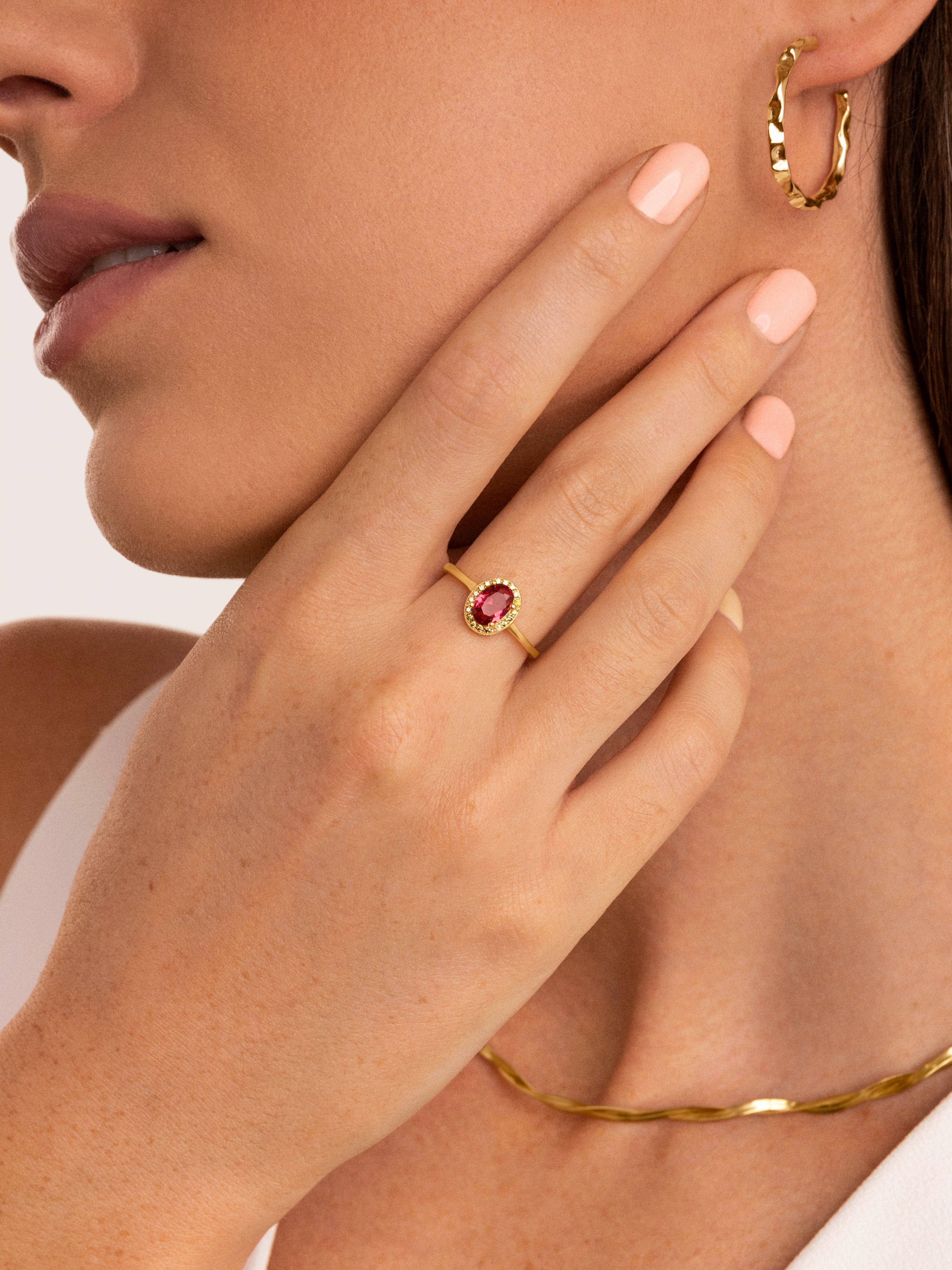 Strawberry Colors Gold-Plated Ring