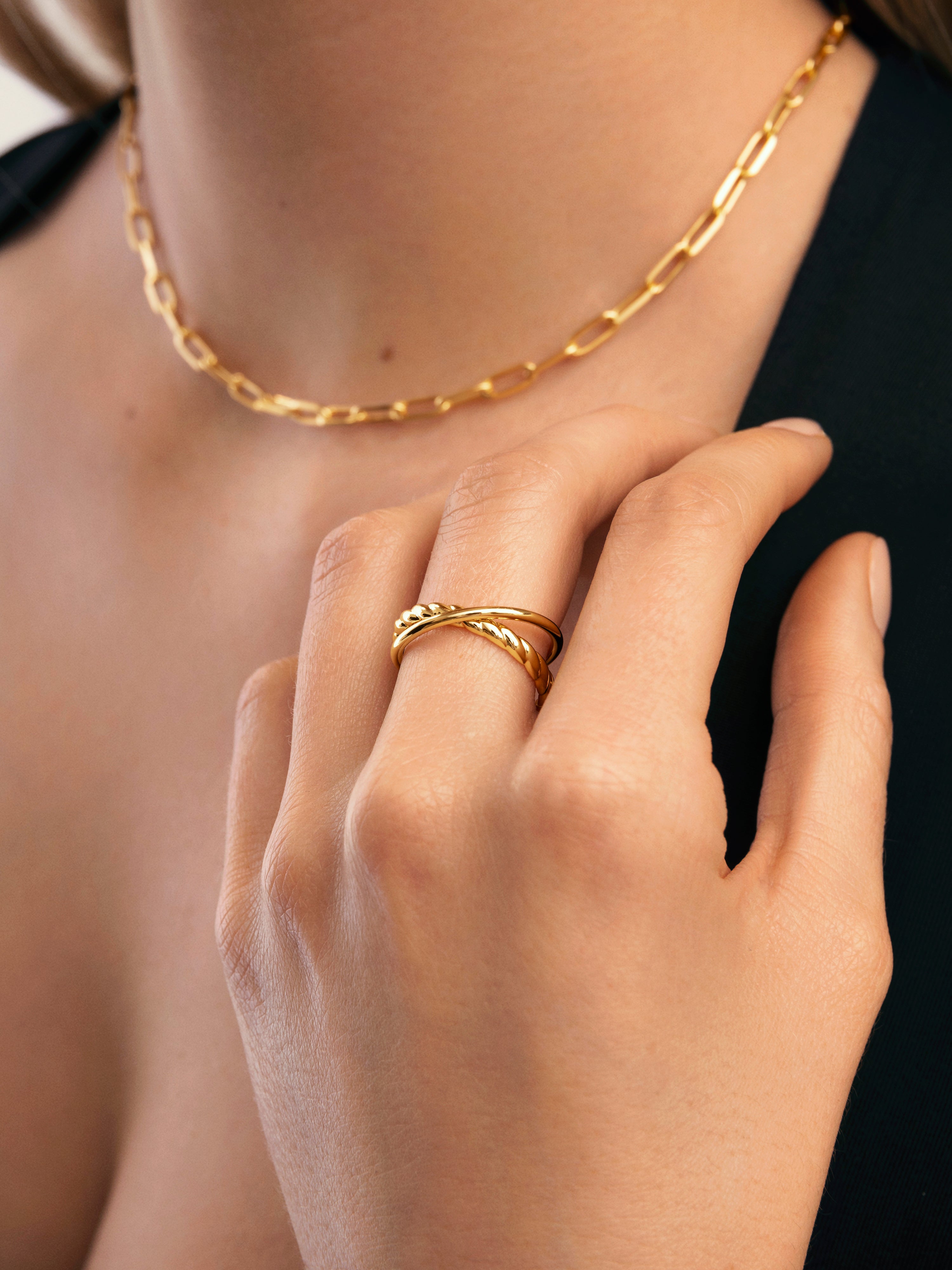 Anillo Story Acero Baño Oro