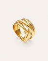 Triple Cross Stainless Steel Gold Ring 