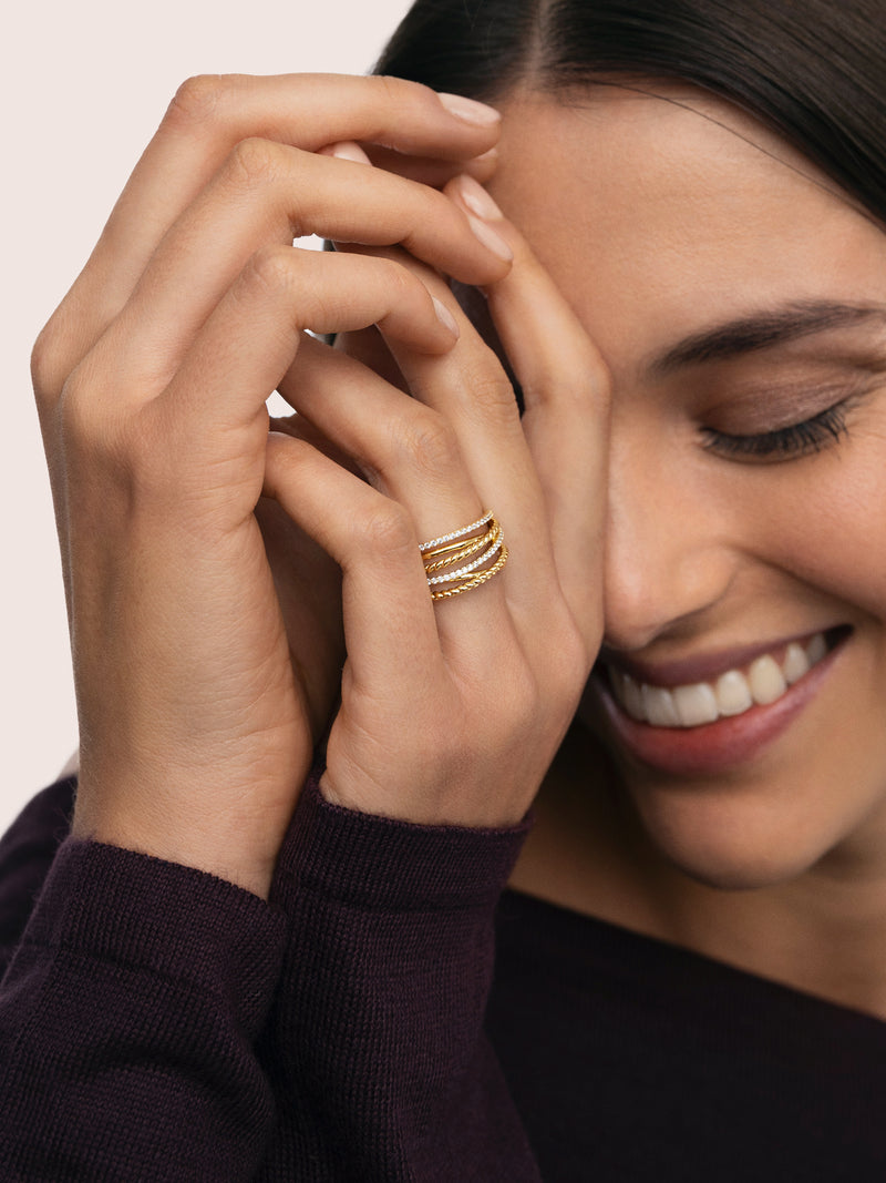 Triple Cross Spark Gold Ring