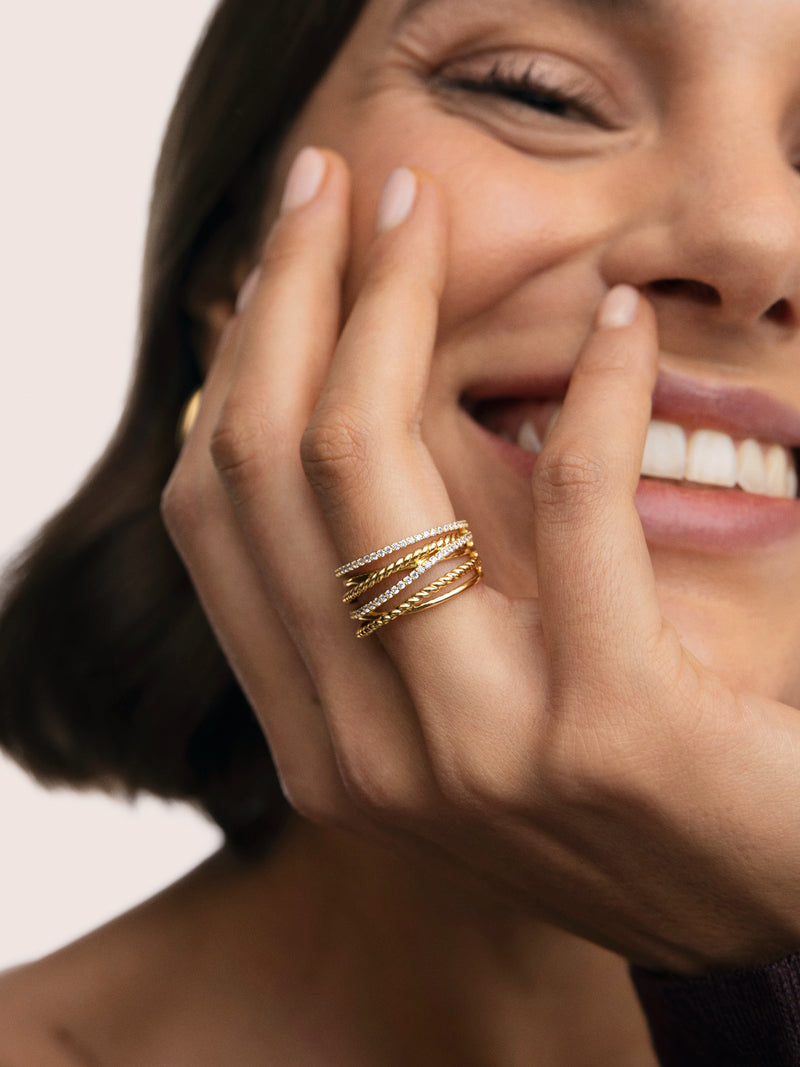 Triple Cross Spark Gold Ring