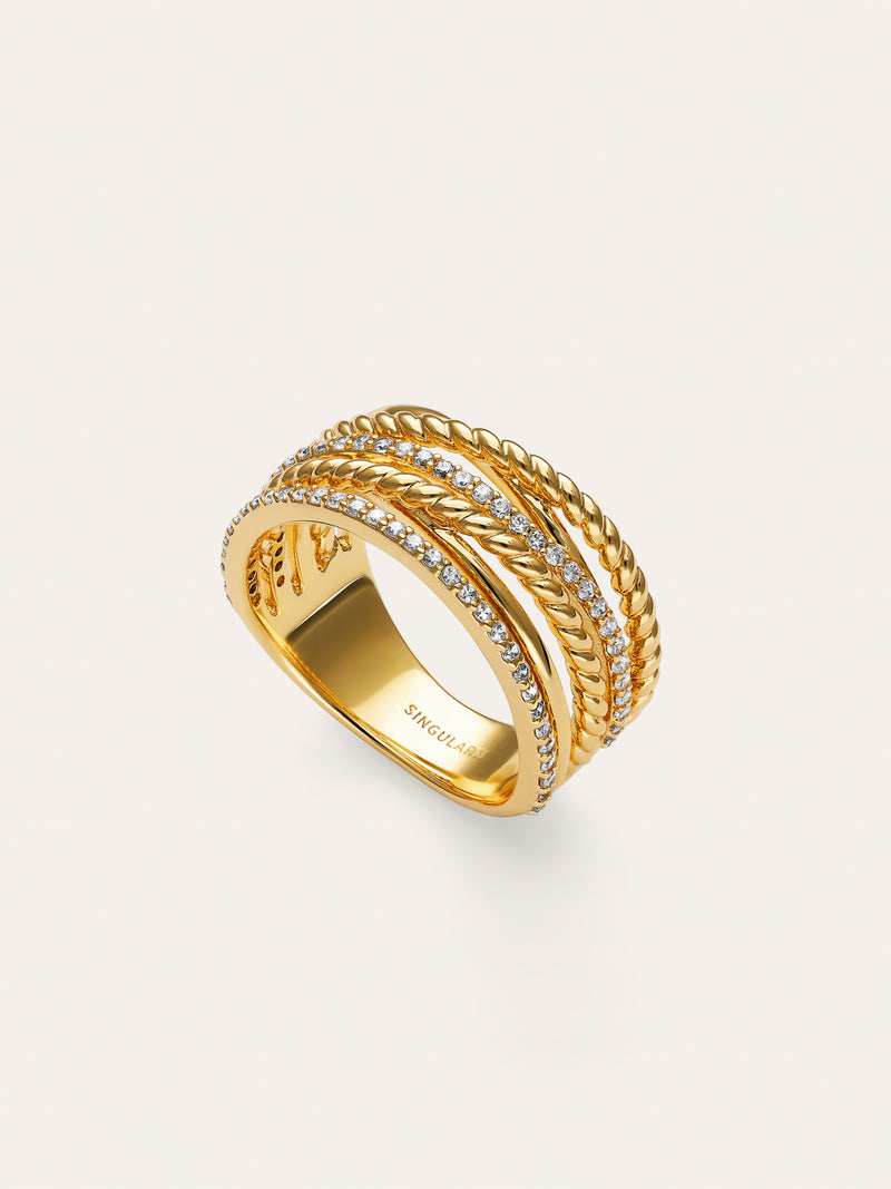 Triple Cross Spark Gold Ring