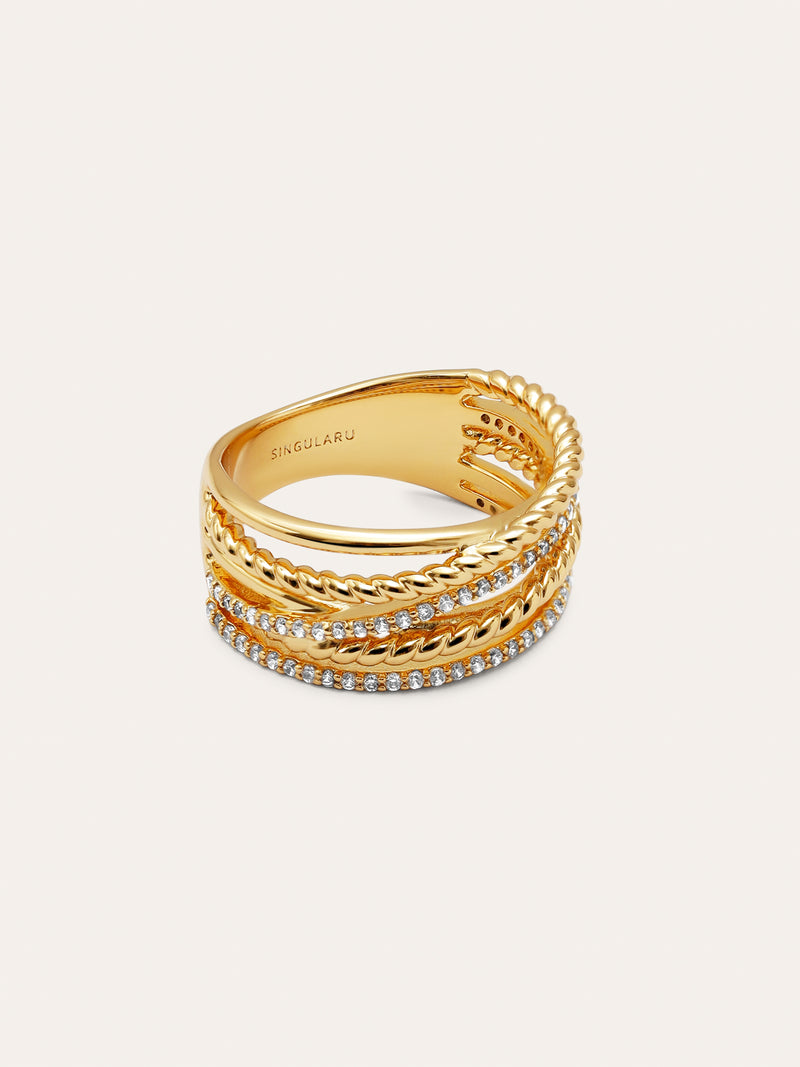 Triple Cross Spark Gold Ring