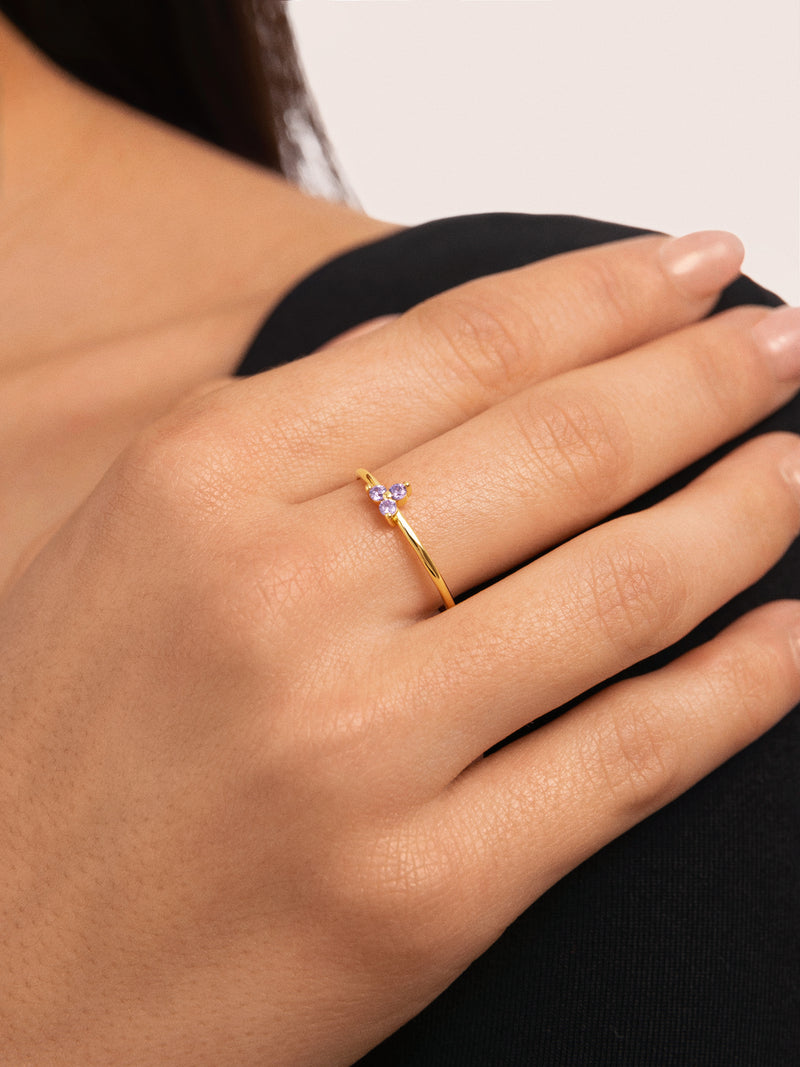 Lavande Clover Ring Gold Plated