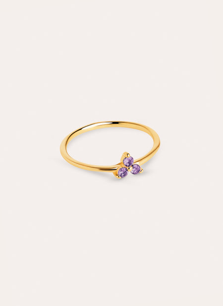 Lavande Clover Ring Gold Plated
