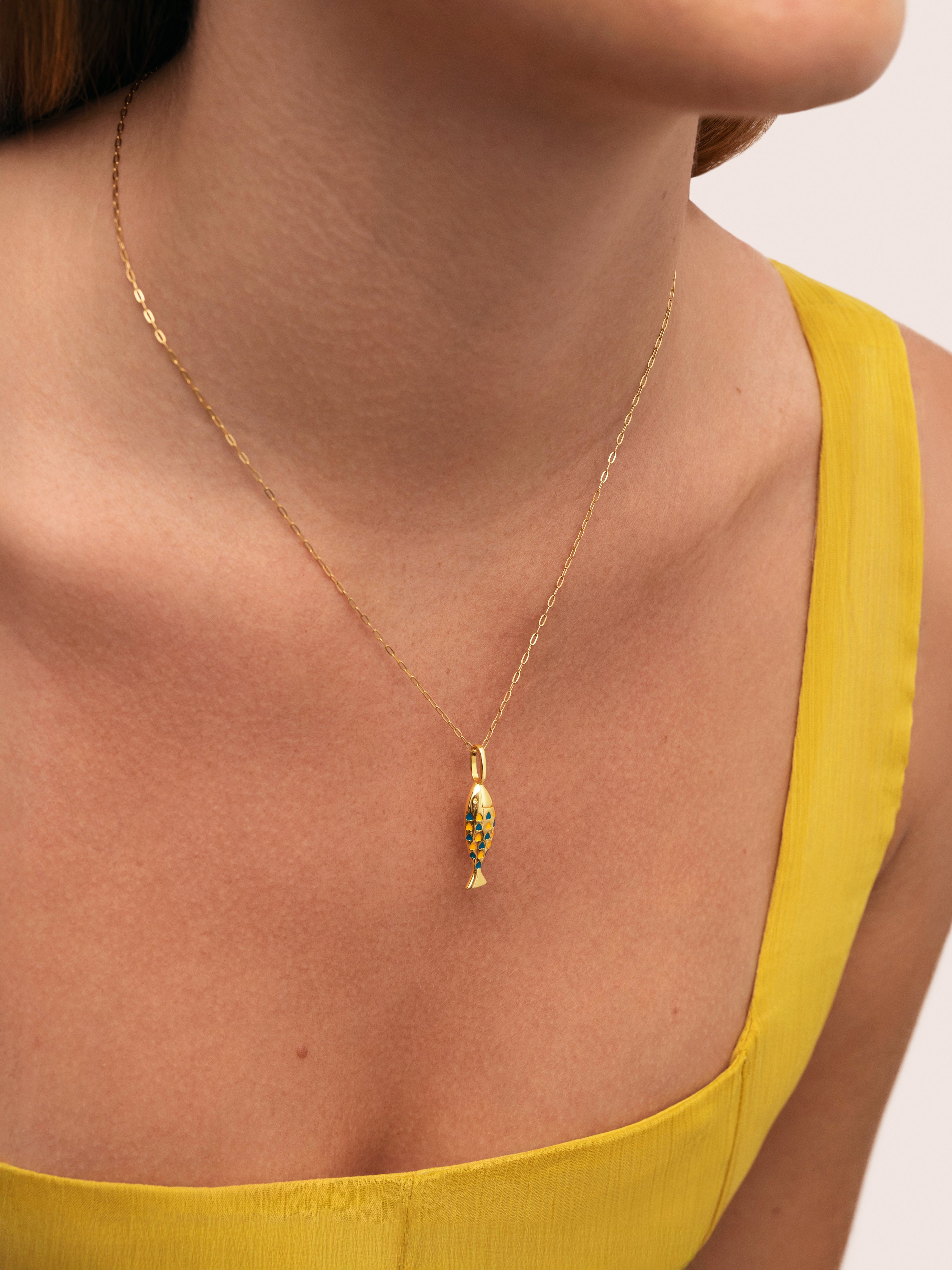 Bluetail Fish Gold Charm