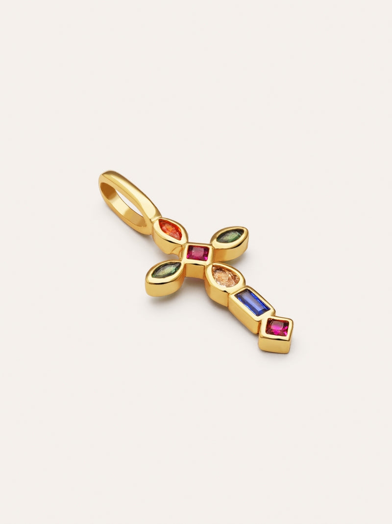 Cross Cascade Gold Charm
