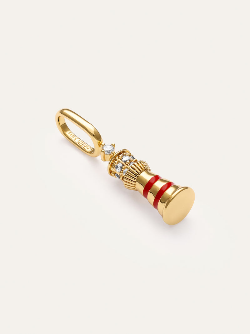 Charm Red Lighthouse Gold Plated