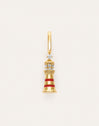 Charm Red Lighthouse Gold Plated