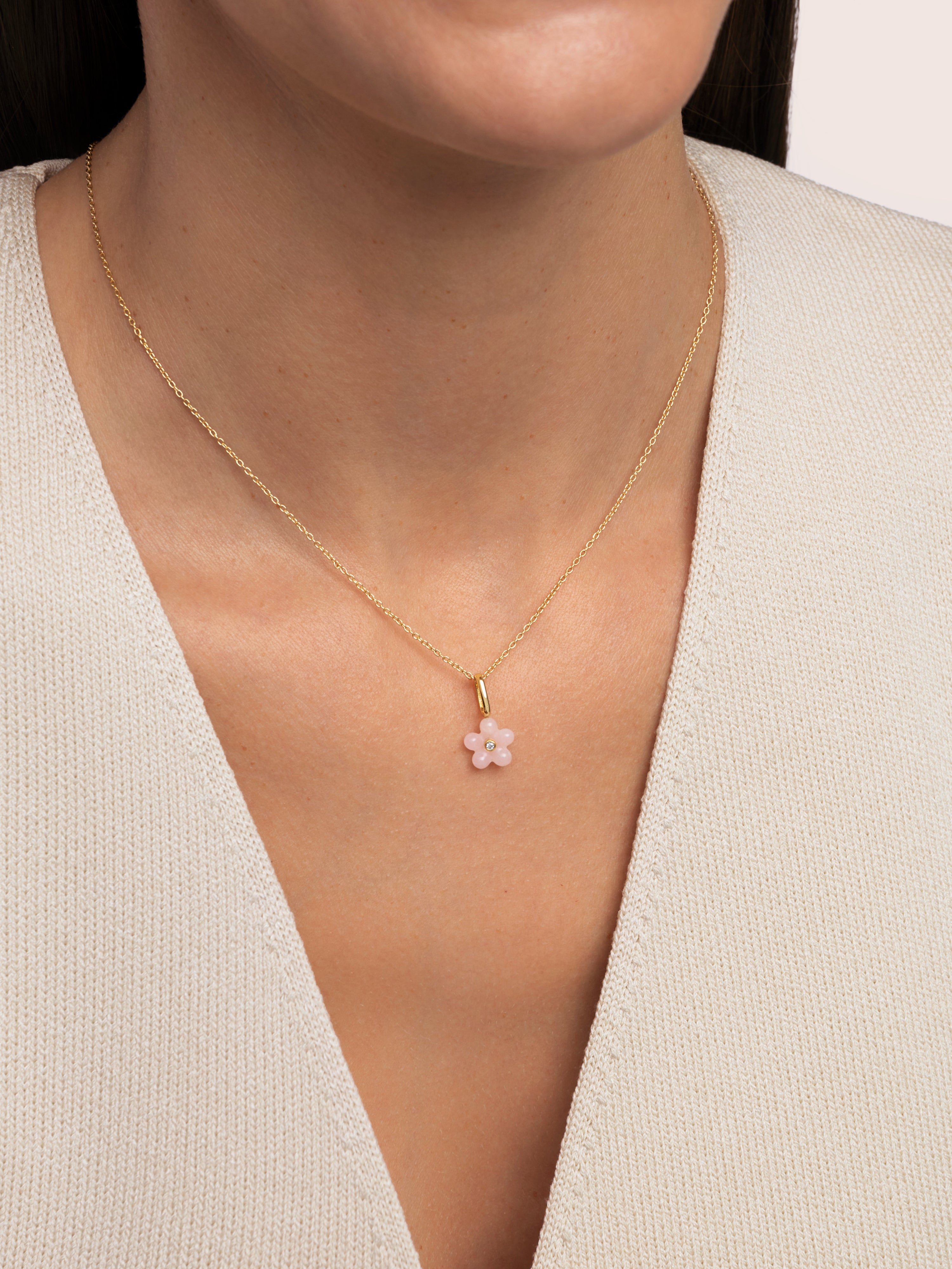 Flower Pink Gold Charm