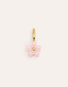 Charm Flower Pink Plata Baño Oro