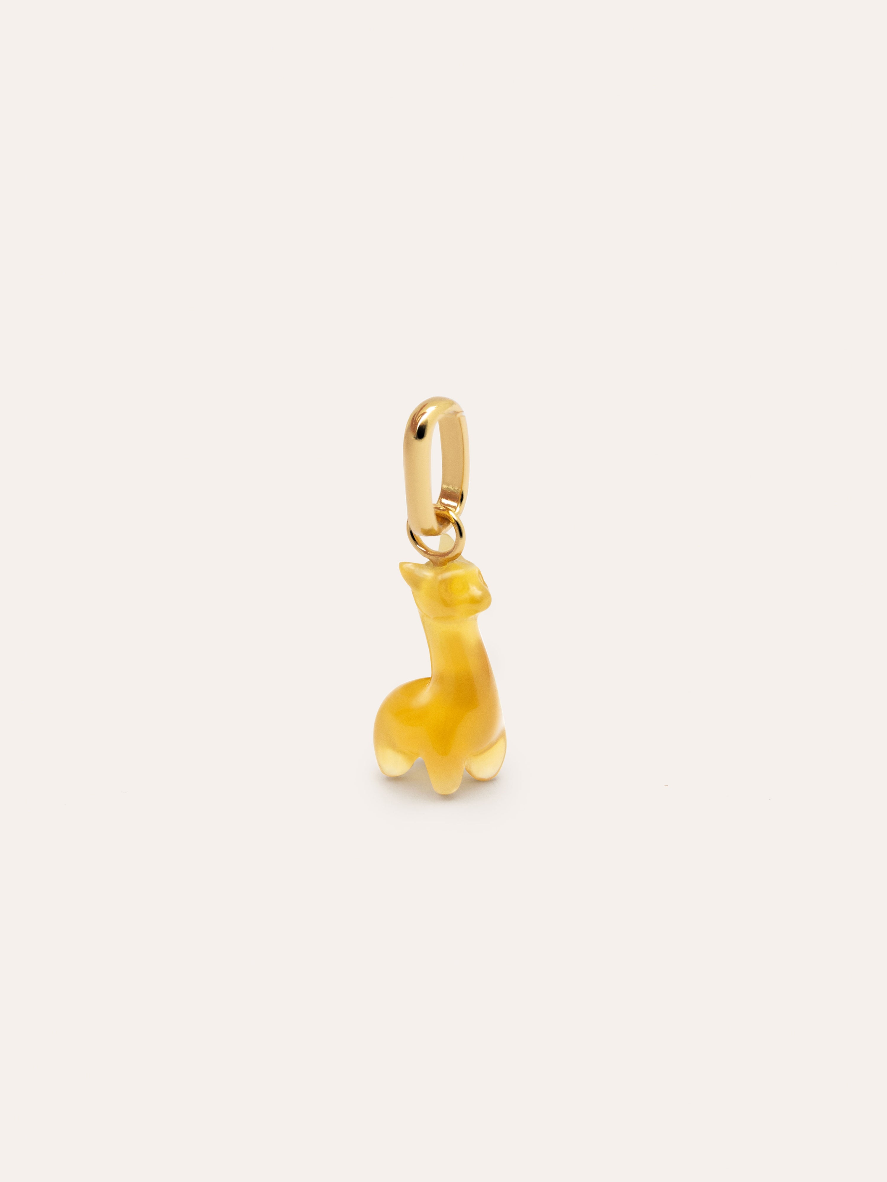 Charm Llama Stone Plata Baño Oro