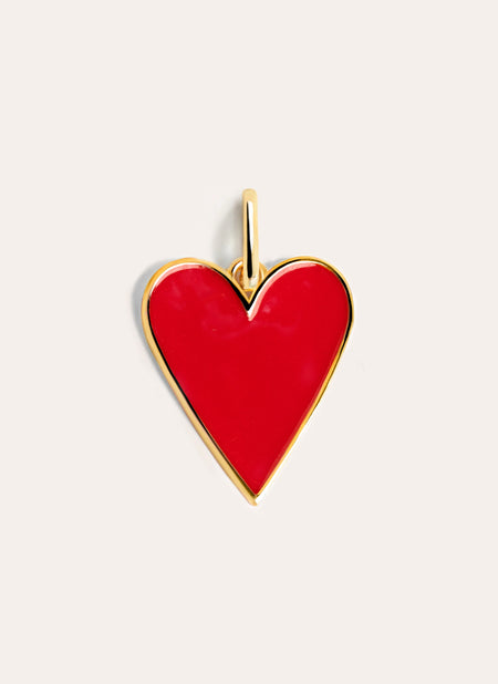 Lovely Red Heart Enamel Gold Charm