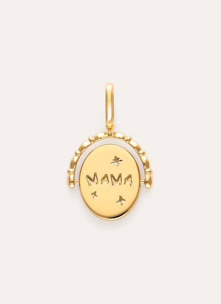 Charm Medallón Doble Mamá Lovely Heart Baño Oro