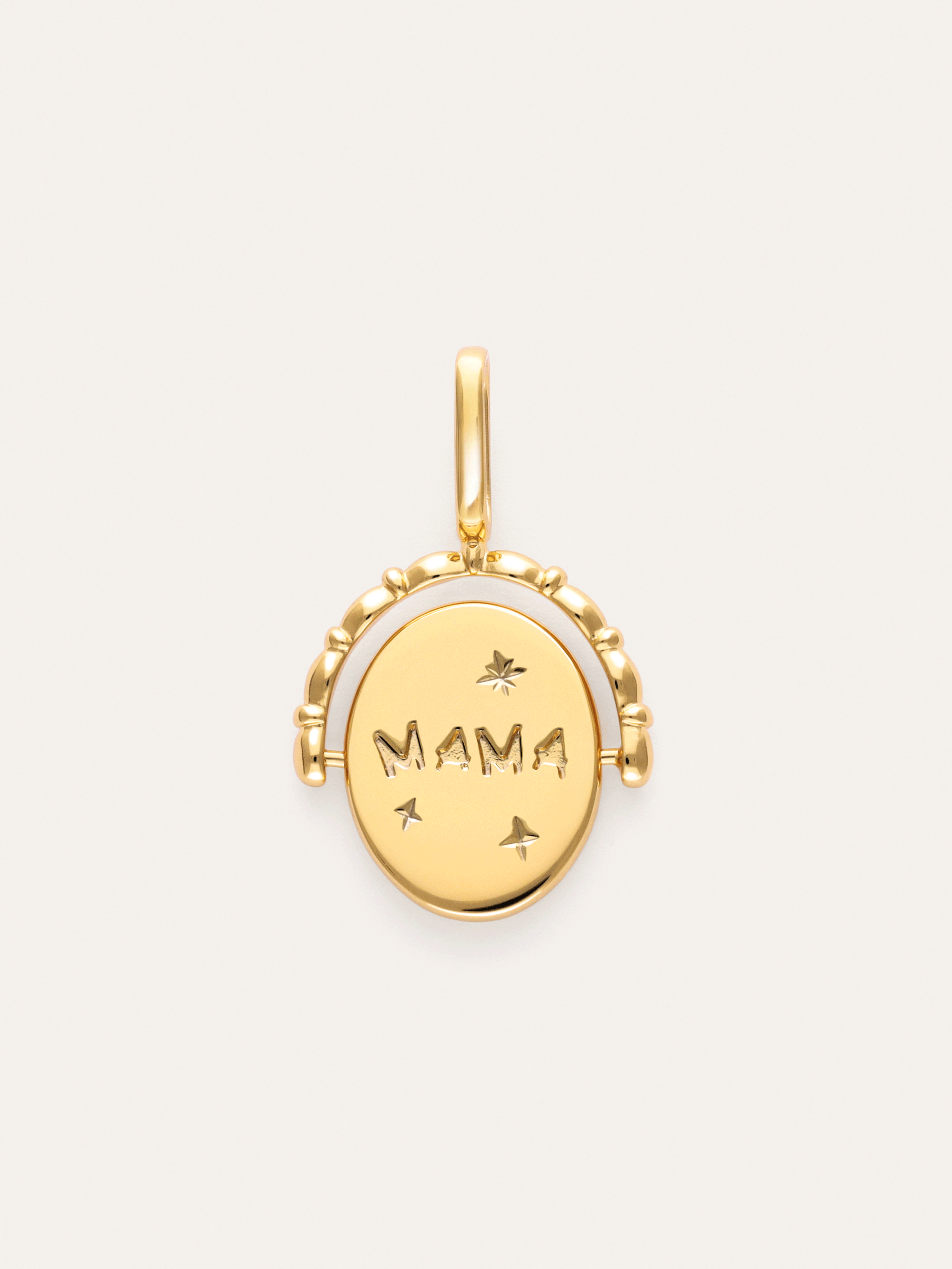 Charm Medallón Doble Mamá Lovely Heart Baño Oro