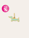 Charm Mini Perro Teckel Enamel Sky Baño Oro