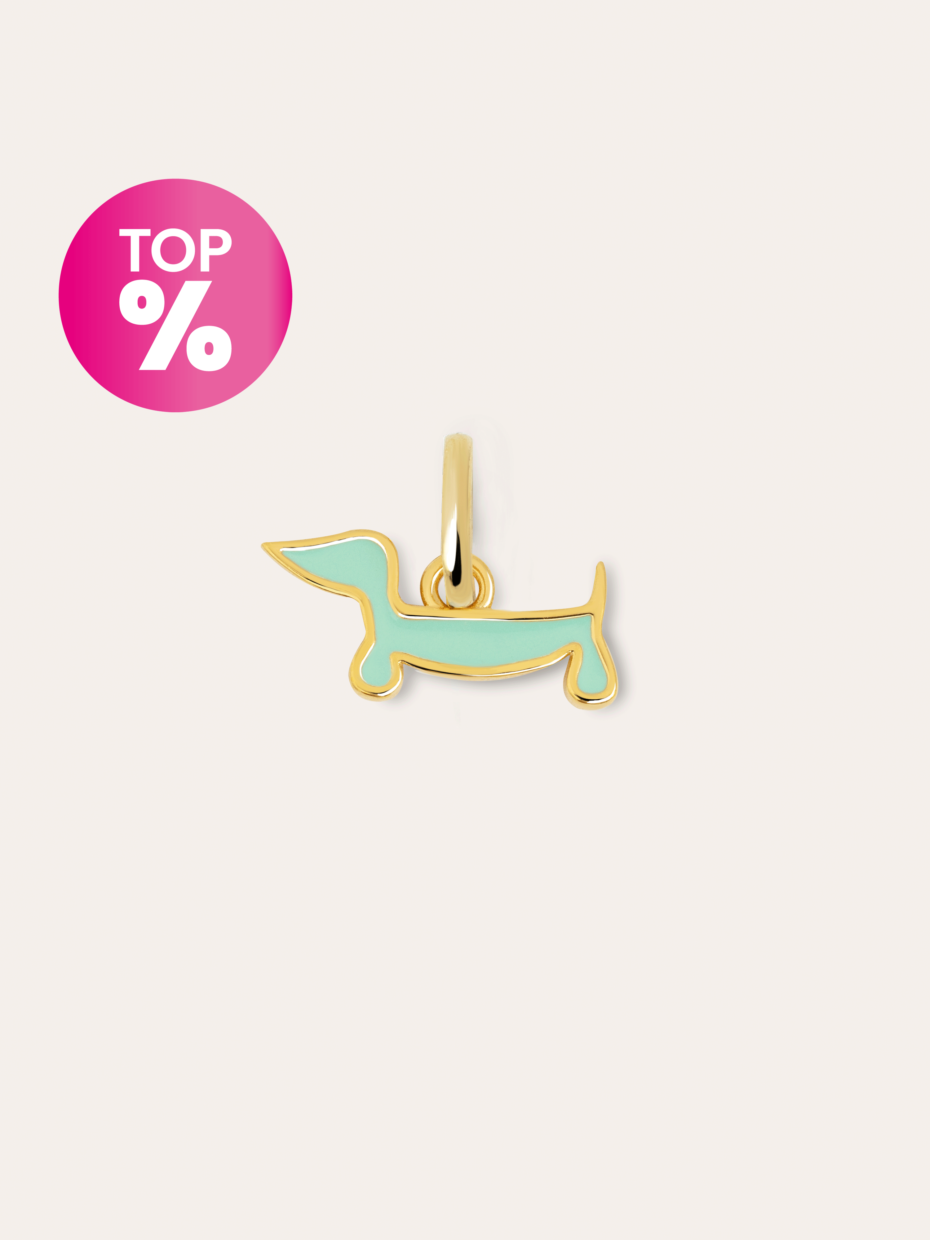 Charm Mini Perro Teckel Enamel Sky Baño Oro